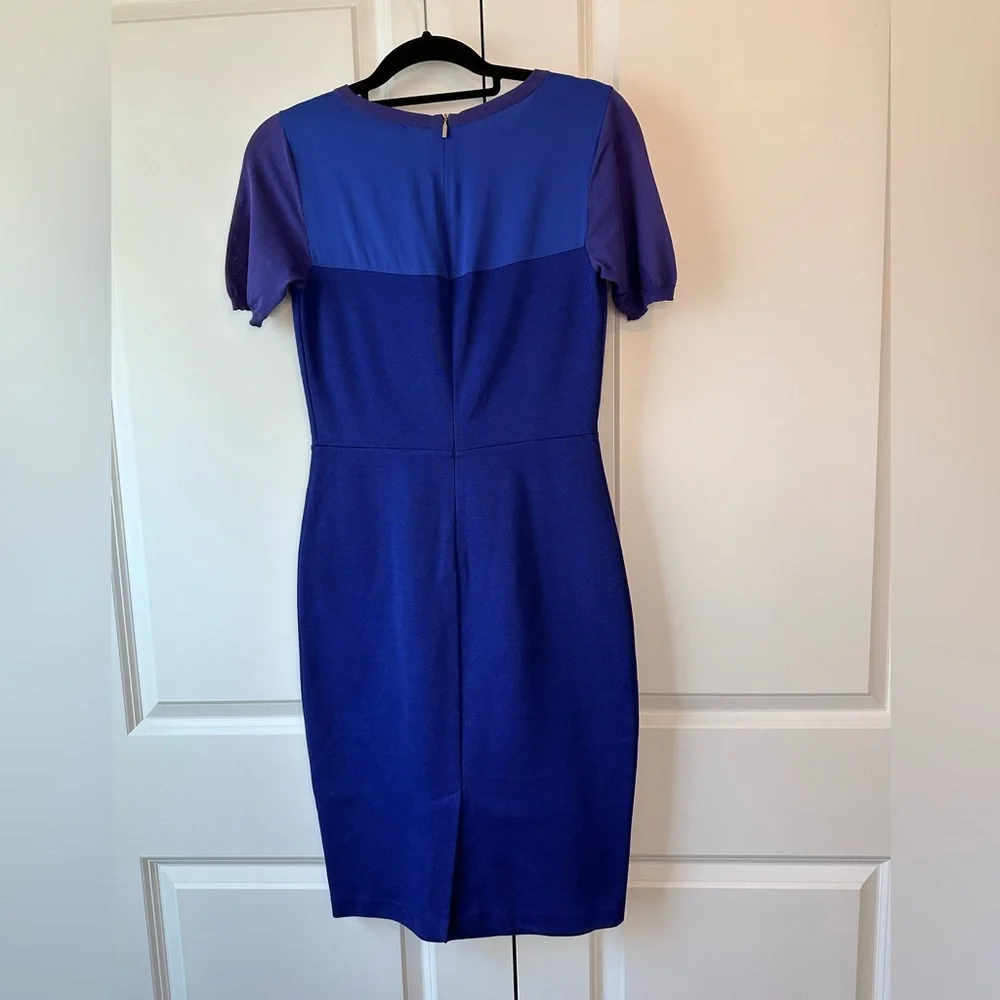 MaxMara Cobalt Blue Sheath Column Silk Blend Midi Dress (Size 40IT/6US)